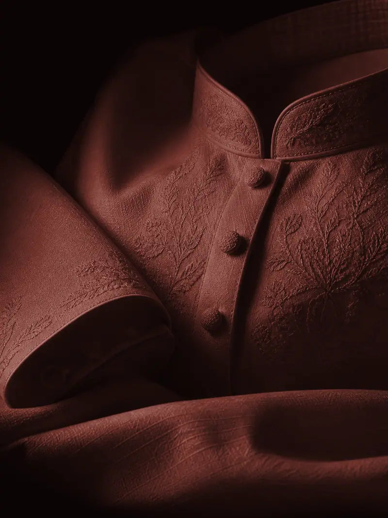 Meraas Embroidered Kurta in Maroon.