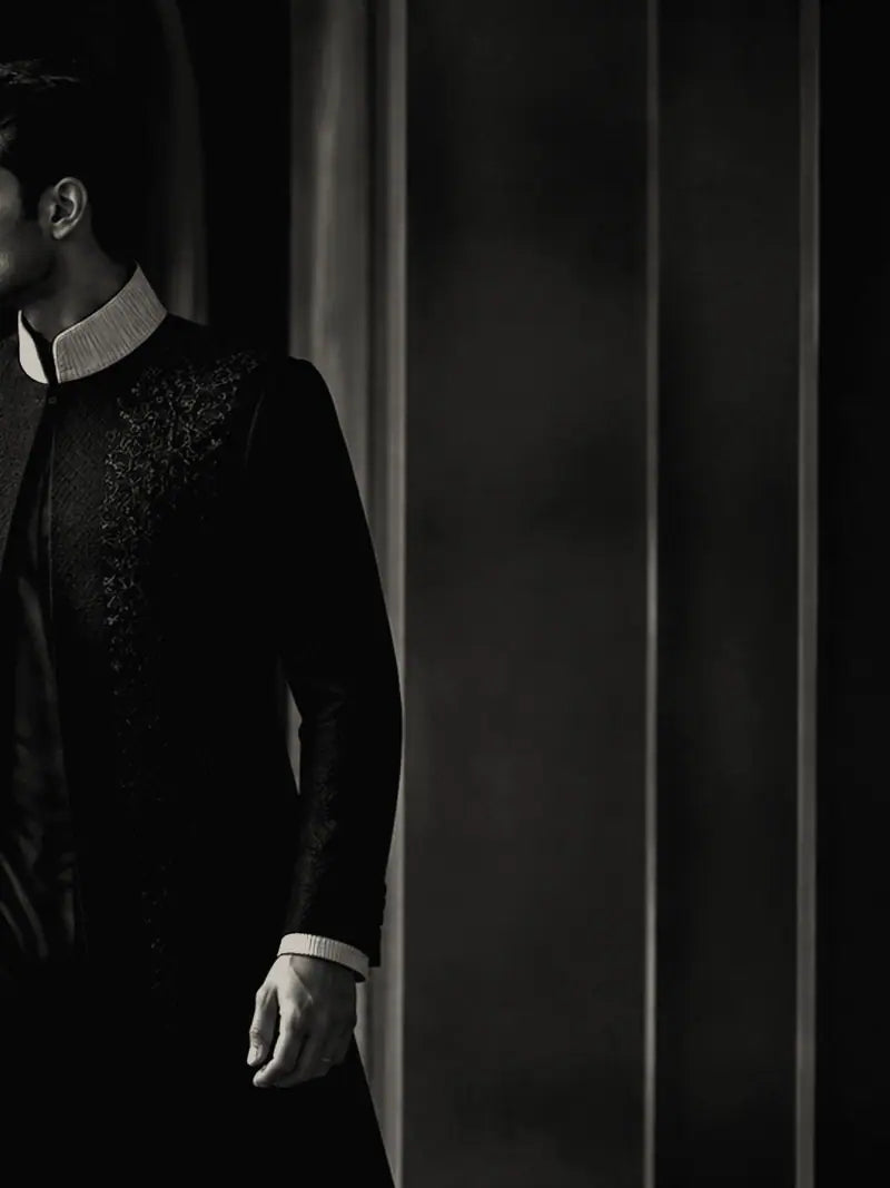 Nazm Linen Kurta in Stone.
